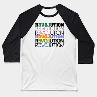 Revolution word pun wordplay typography themed colorfull design Baseball T-Shirt